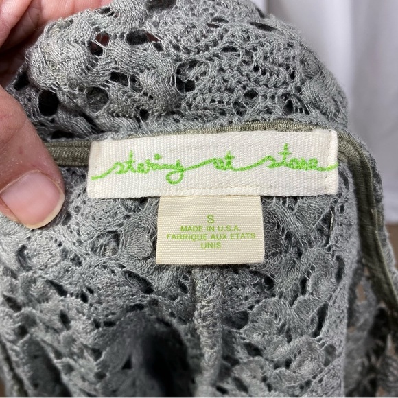 Staring at Stars French Gray Crochet 3/4 Sleeve Sweater - Picture 5 of 6